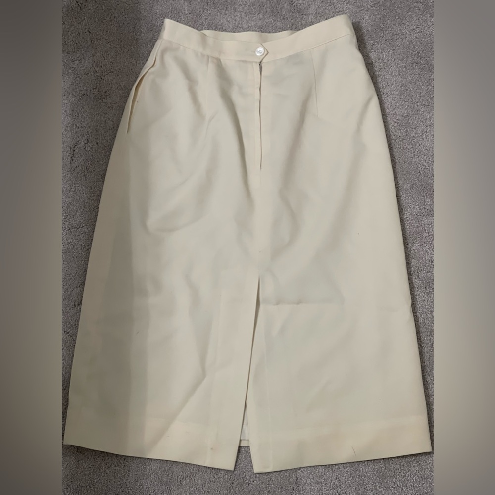 Christian Dior, White, Wool, Pencil Skirt